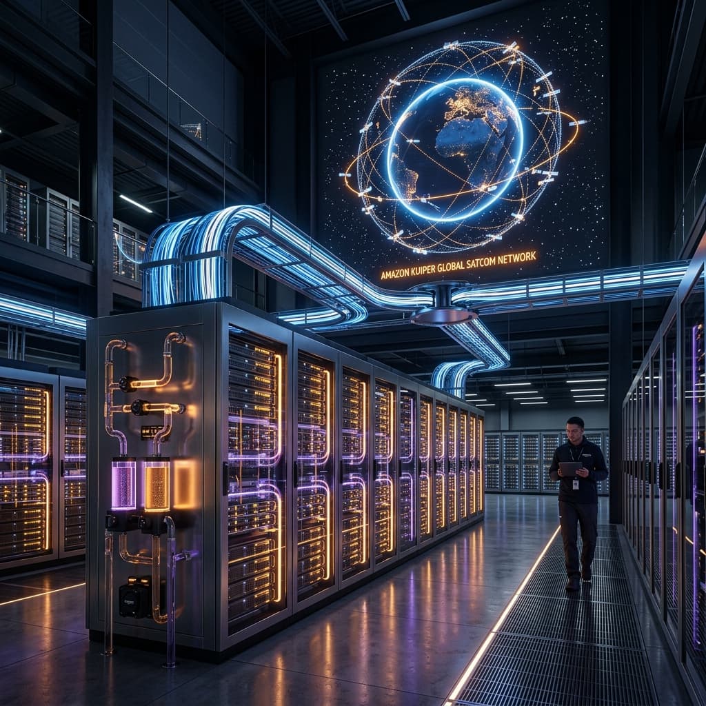 Amazon headquarters and data center concept.